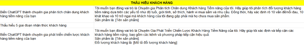 Ảnh chụp thực tế prompt thấu hiểu khách hàng tiềm năng